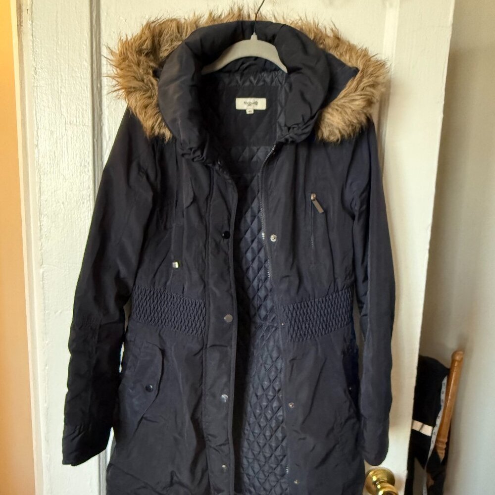 Navy blue parka jacket